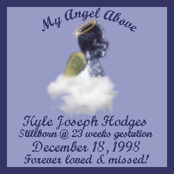This site is dedicated to my son, Kyle Joseph, who was lost at 23 weeks gestation due to my heart defect.